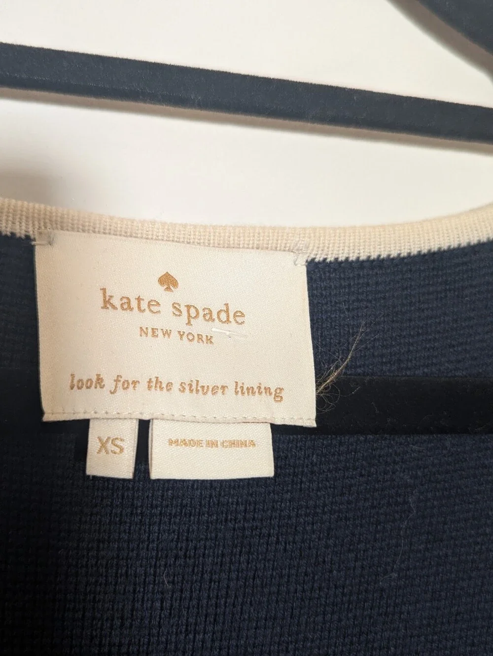 Kate Spade Navy Cream Wool Blend Knit Shift Sweater Dress Size XS